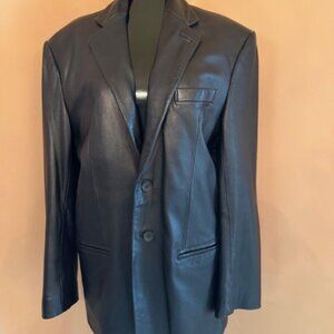 Men's Izod Black Leather Jacket/Blazer - Size L